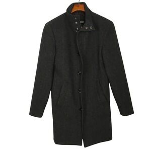 Women's Express Wool Blend High Collar Straight Midi Coat Herringbone Size XS